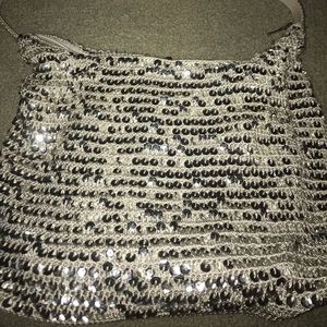 Silver sequined purse